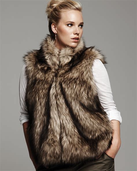 michael kors faux mink vest|faux fur vest.